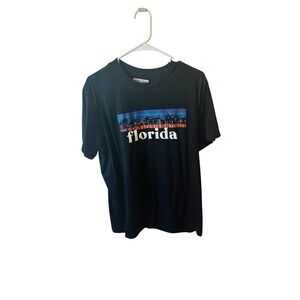 State of Mine Florida Graphic T-Shirt Mens Large Black Palm Tree Sunset Vacation